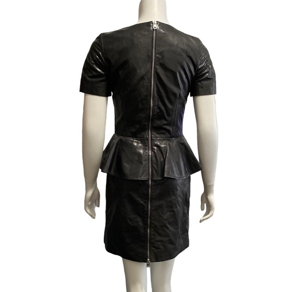 NWOT Alexander MCQueen Leather Black Mid Length Dress Size IT36-SP - Picture 5 of 16